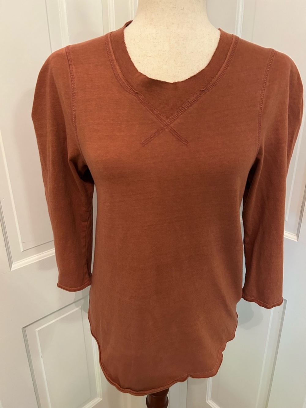 Free People WE THE FREE Clover Puff Shoulder Top Mesa‎ (Rust/Terracotta) Small